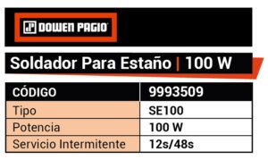 SOLDADO ESTANO PISTOLA 100W DOWEN PAGIO 9993509 - Imagen 2