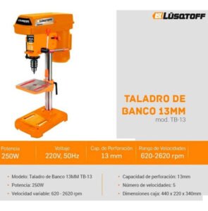 TALADRO DE BANCO 13MM 250W LUSQTOFF TB-13 - Imagen 3