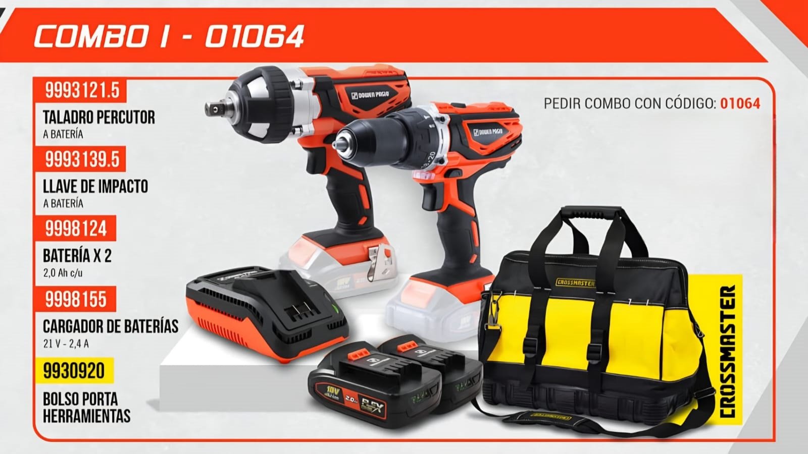 01064 COMBO I TALADRO + LLAVE DE IMPACTO + BOLSO DOWEN PAGIO 01064 - Imagen 1