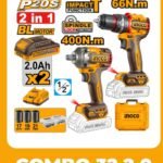 COMBO 32 2.0 TALADRO + LLAVE DE IMPACTO INGCO CKLI20286-4